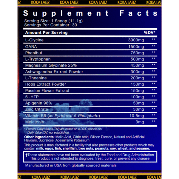 Midnight Reset Nutrition Facts – β-Phenyl-GABA, Glycine, GABA, Ashwagandha, Magnesium, Melatonin