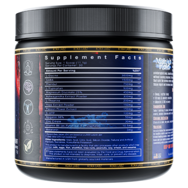 Midnight Reset Nutrition Facts – β-Phenyl-GABA, Glycine, GABA, Ashwagandha, Magnesium, Melatonin