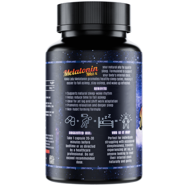 Supplement Facts panel of Melatonin Max with 10mg dosage